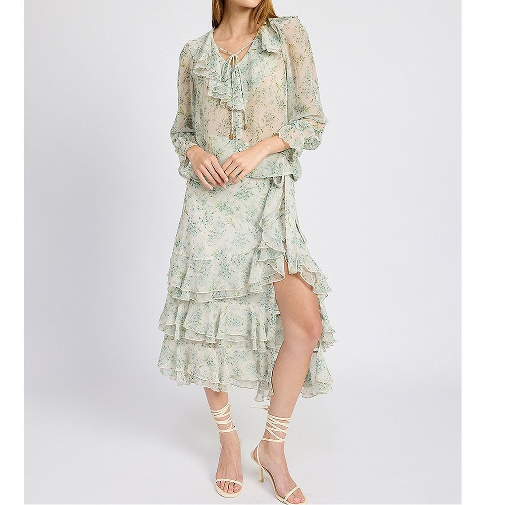 En Saison Marlene floral ruffle tiered Midi skirt - Picture 5 of 13